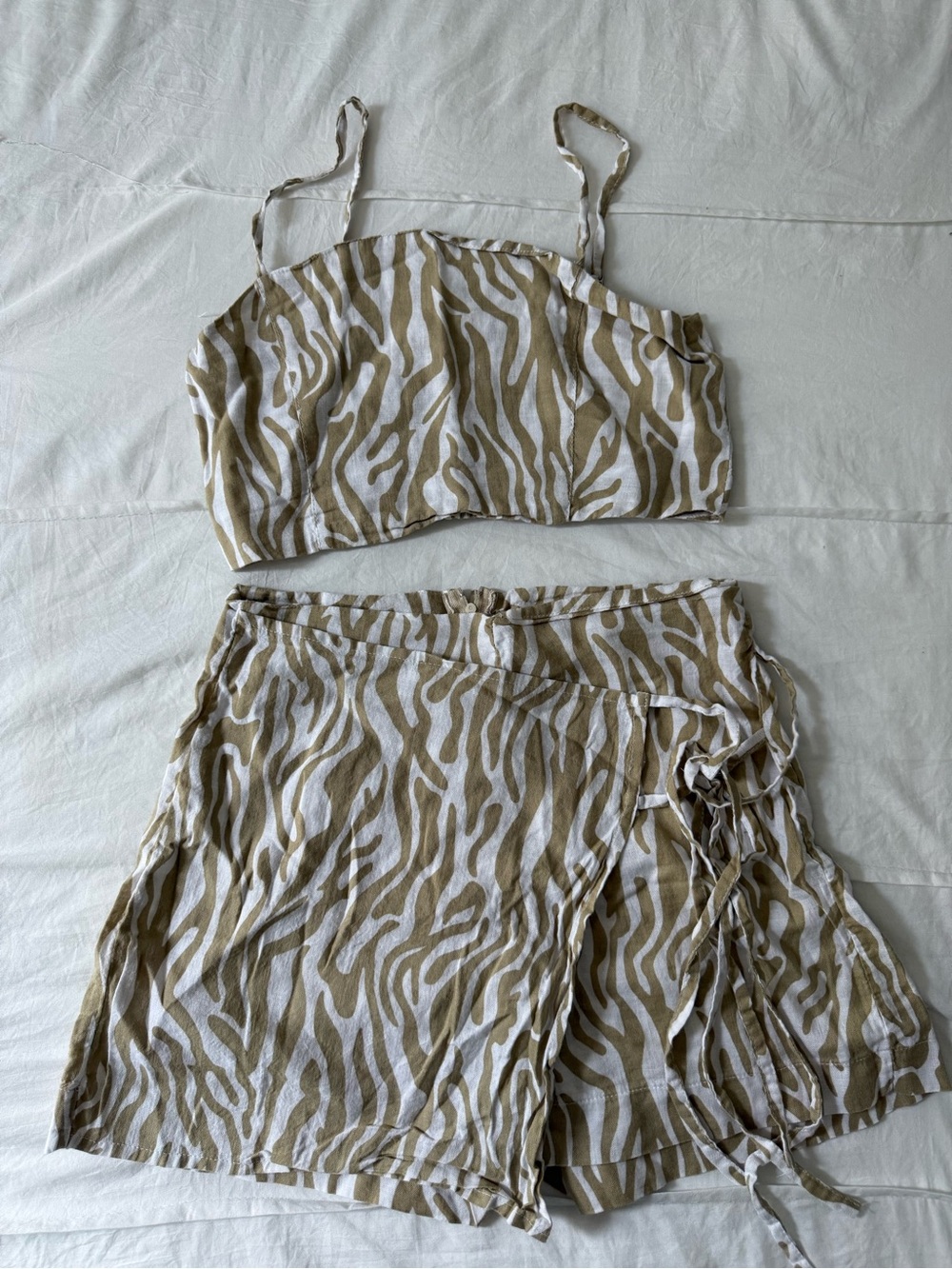 Colombian brand Beige Zebra Print Mini Wrap Skirt